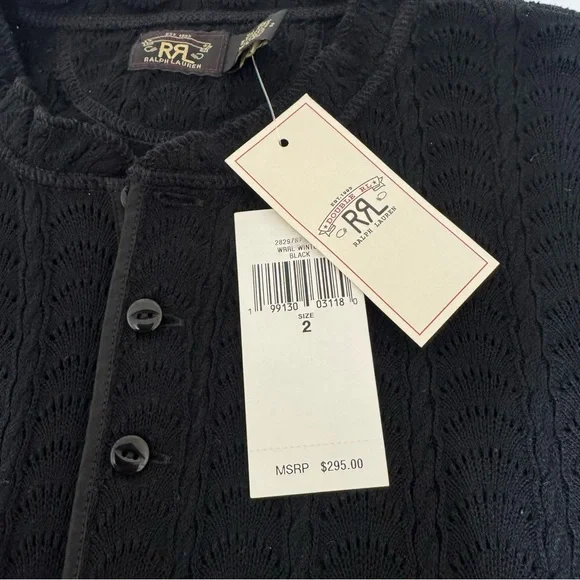 Ralph Lauren RRL lace knit Henley sweater - Picture 3 of 9